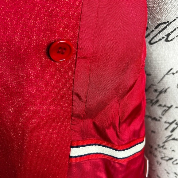 Bcbg Max Azeris red blazer with gold thread accent size 10 - Picture 5 of 10